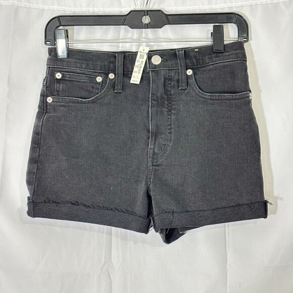 NWT Madewell High Rise Black Denim Shorts Size 24 Raw Hem - Picture 4 of 5